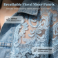 Chaqueta vaquera de mujer holgada con estampado floral y parches de encaje