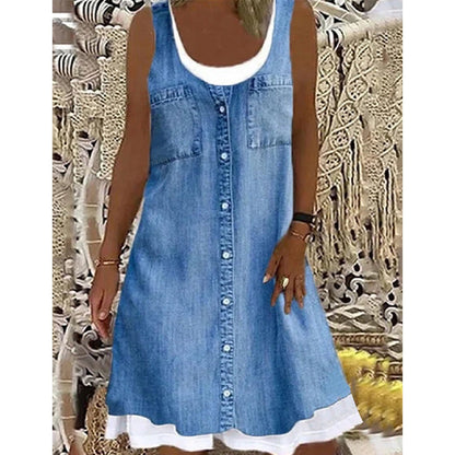 Vestido de dos piezas con estampado de vaqueros para mujer