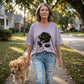 Camiseta de mujer de tallas grandes con estampado de rosas y cuello en V