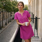 Vestido tipo camiseta de mujer con cuello en V y encaje de estilo bohemio