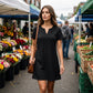 Vestido tipo camiseta de mujer con cuello en V y encaje de estilo bohemio