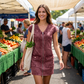 Vestido casual de manga corta con cremallera para mujer