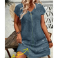 Vestido casual de manga corta con cremallera para mujer
