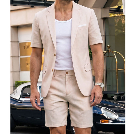 Conjunto de traje de dos piezas de manga corta para hombre