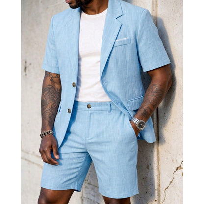 Conjunto de traje de dos piezas de manga corta para hombre