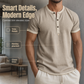 🌿 Camiseta Henley de manga corta, transpirable y con detalles en contraste