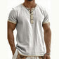 🌿 Camiseta Henley de manga corta, transpirable y con detalles en contraste