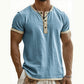 🌿 Camiseta Henley de manga corta, transpirable y con detalles en contraste