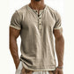 🌿 Camiseta Henley de manga corta, transpirable y con detalles en contraste