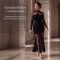 Tendencias del momento⭐👗 Vestido largo de encaje con cuello alto: encaje floral transparente y corte entallado para una elegancia nocturna sin esfuerzo