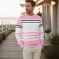Sudadera de manga larga para hombre con rayas y bloques de color