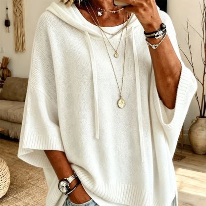 🧥✨ Sudadera con Capucha de Punto Vintage para Mujer – Diseño Desgastado, Tejido Suave y Estilo Casual Sofisticado