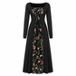 👗🌸 Vestido Largo Bordado Floral para Mujer – Escote Cuadrado, Corte Favorecedor y Elegancia Bohemi