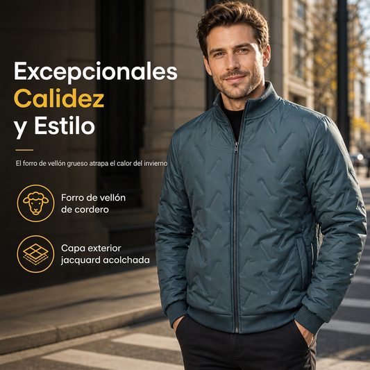 ⏰🔥 ¡50% OFF POR TIEMPO LIMITADO! 🧥❄️ Abrigo Acolchado de Invierno para Hombre – Forro de Vellón Cálido, Diseño Jacquard Elegante y Protección Contra el Frío