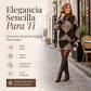 Conjunto de jersey de punto de rombos y falda para mujer
