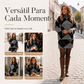 Conjunto de jersey de punto de rombos y falda para mujer