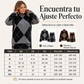 Conjunto de jersey de punto de rombos y falda para mujer