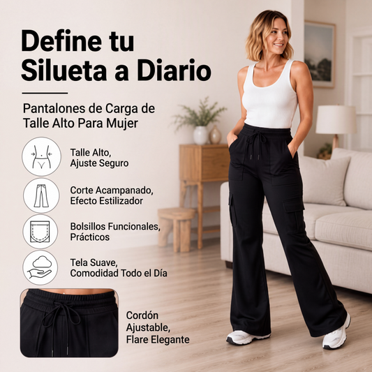 ⏰🔥 ¡50% OFF POR TIEMPO LIMITADO! 👖 Pantalones Cargo Acampanados de Talle Alto para Mujer – Ajuste Favorecedor, Bolsillos Funcionales y Estilo Moderno