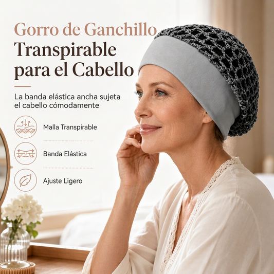 ⏰🧢 Gorro de Cabello de Ganchillo Transpirable para Mujer – Diseño Ligero, Cómodo y Protección Capilar Durante la Noche