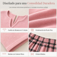 Conjunto de top de punto y leggings a cuadros para mujer