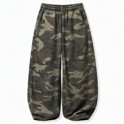 Pantalones de chándal anchos de corte vintage lavados para mujer