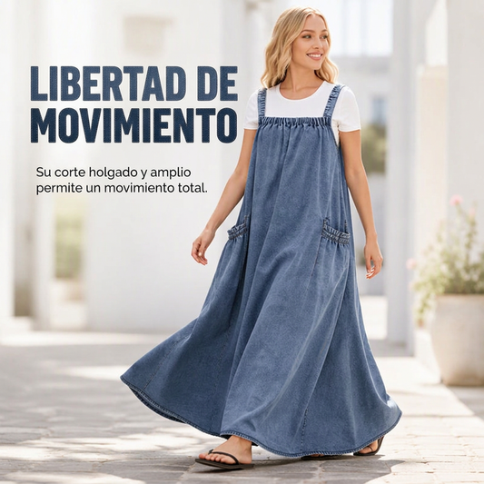 👗 Vestido Maxi Denim Oversize para Mujer – Comodidad Relajada, Estilo Moderno y Ajuste Favorecedor Diario ✨