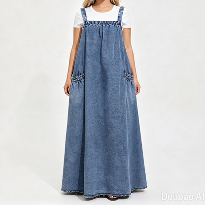 👗 Vestido Maxi Denim Oversize para Mujer – Comodidad Relajada, Estilo Moderno y Ajuste Favorecedor Diario ✨
