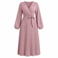 Vestido maxi plisado con cuello en V cruzado elegante para mujer