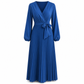 Vestido maxi plisado con cuello en V cruzado elegante para mujer