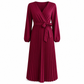 Vestido maxi plisado con cuello en V cruzado elegante para mujer