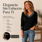 👚🔥 ¡50% OFF POR TIEMPO LIMITADO! Top de Punto para Mujer con Cuello en V de Contraste – Elegante, Suave, Favorecedor y Fácil de Combinar ✨