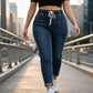 👖🔥 ¡50% OFF POR TIEMPO LIMITADO! Pantalón de Mezclilla para Mujer – Cintura con Cordón, Elástico, Cómodo y con Bolsillos ✨