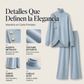 Conjunto de jersey de cuello alto elegante y pantalones de pierna ancha para mujer