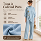 Conjunto de jersey de cuello alto elegante y pantalones de pierna ancha para mujer
