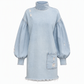 Minivestido de mezclilla de cuello alto oversize para mujer