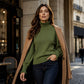 Top de punto elegante y acogedor para mujer con volantes