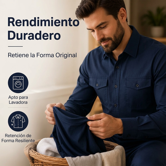 Conjunto de dos piezas de poliéster para hombre: camisa y pantalón