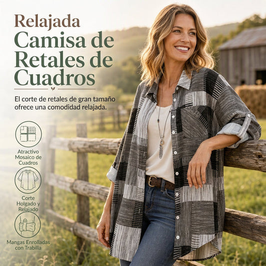 Camisa de manga larga a cuadros de corte holgado casual, ropa exterior de talla grande con protección solar para primavera y otoño