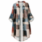 Camisa de manga larga a cuadros de corte holgado casual, ropa exterior de talla grande con protección solar para primavera y otoño