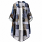 Camisa de manga larga a cuadros de corte holgado casual, ropa exterior de talla grande con protección solar para primavera y otoño