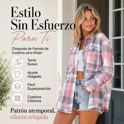 🔥 ¡50% OFF POR TIEMPO LIMITADO! 🧥 Chaqueta Camisa de Cuadros de Longitud Media para Mujer – Cómoda, Moderna y Perfecta para Capas ✨