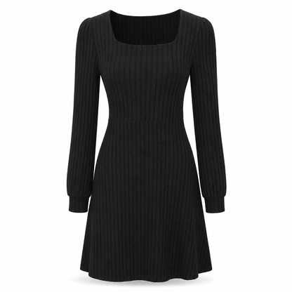 Vestido babydoll de cuello cuadrado para mujer con bolsillos
