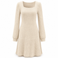 Vestido babydoll de cuello cuadrado para mujer con bolsillos