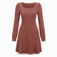 Vestido babydoll de cuello cuadrado para mujer con bolsillos