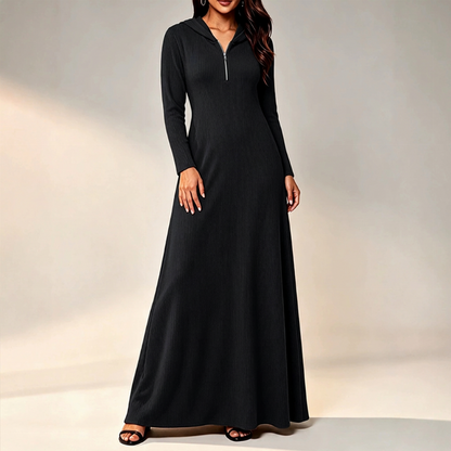 🔥 ¡50% OFF POR TIEMPO LIMITADO! 👗 Vestido Maxi de Punto Acanalado con Capucha para Mujer – Cómodo, Cálido y Elegante ✨