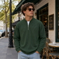 Sudadera de pana para hombre, de cuarto de cremallera, estilo casual, cuello alto y manga larga