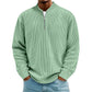 Sudadera de pana para hombre, de cuarto de cremallera, estilo casual, cuello alto y manga larga