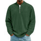 Sudadera de pana para hombre, de cuarto de cremallera, estilo casual, cuello alto y manga larga