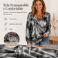 Top de mujer con estampado tie-dye, cordones y cuello en V