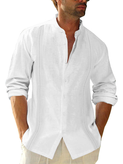 Camisa de lino botones largos de la altura para hombres